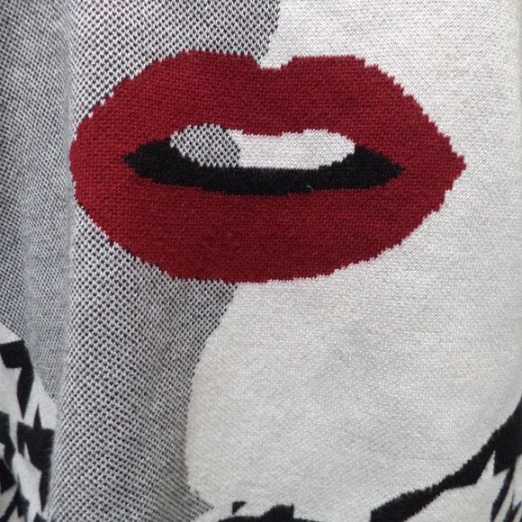 AKIRA Sunglasses Red Lips Lady mock neck knit sweater top Size Sz Medium Md M - Picture 6 of 16